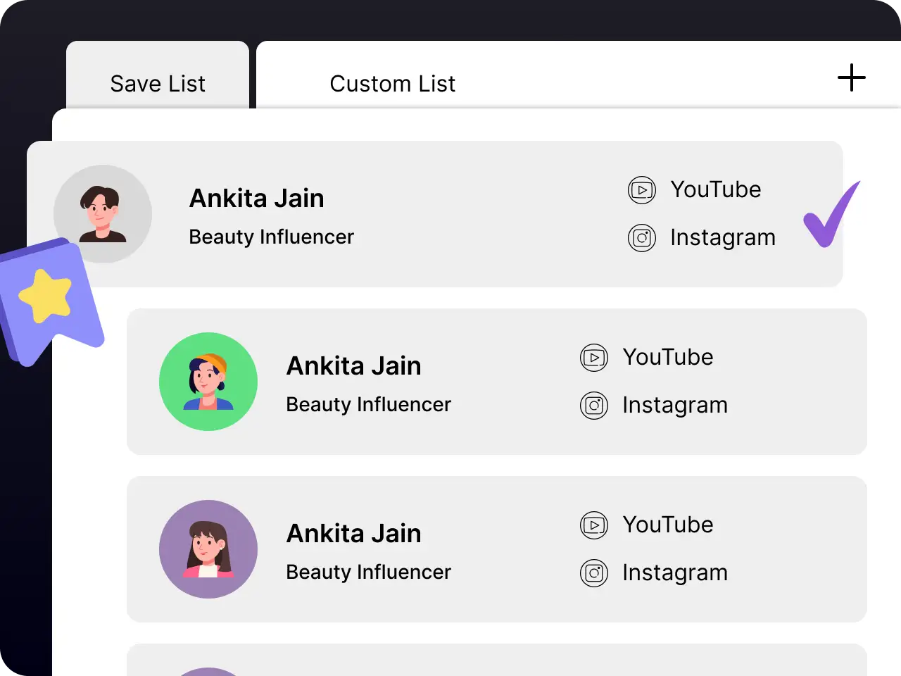 Save & Shortlist UI